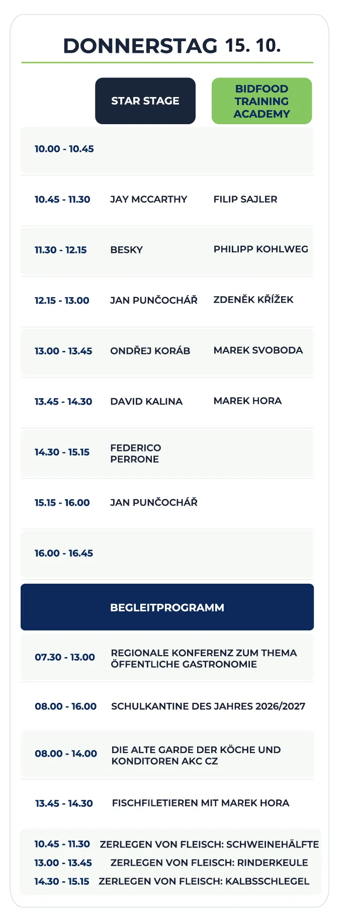 Bidfood Expo Programm